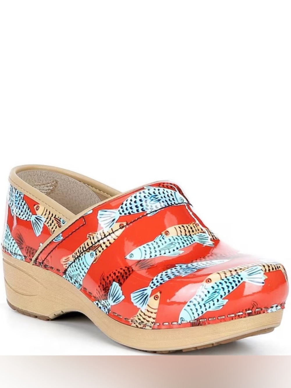 Dansko XP 2.0 Sardines Print Patent Leather Clogs size 38